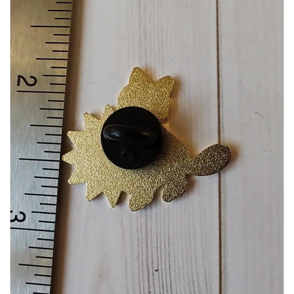 Black Cat & Sun Pin Gothic Witchy Halloween Occult Cat Lapel Pin